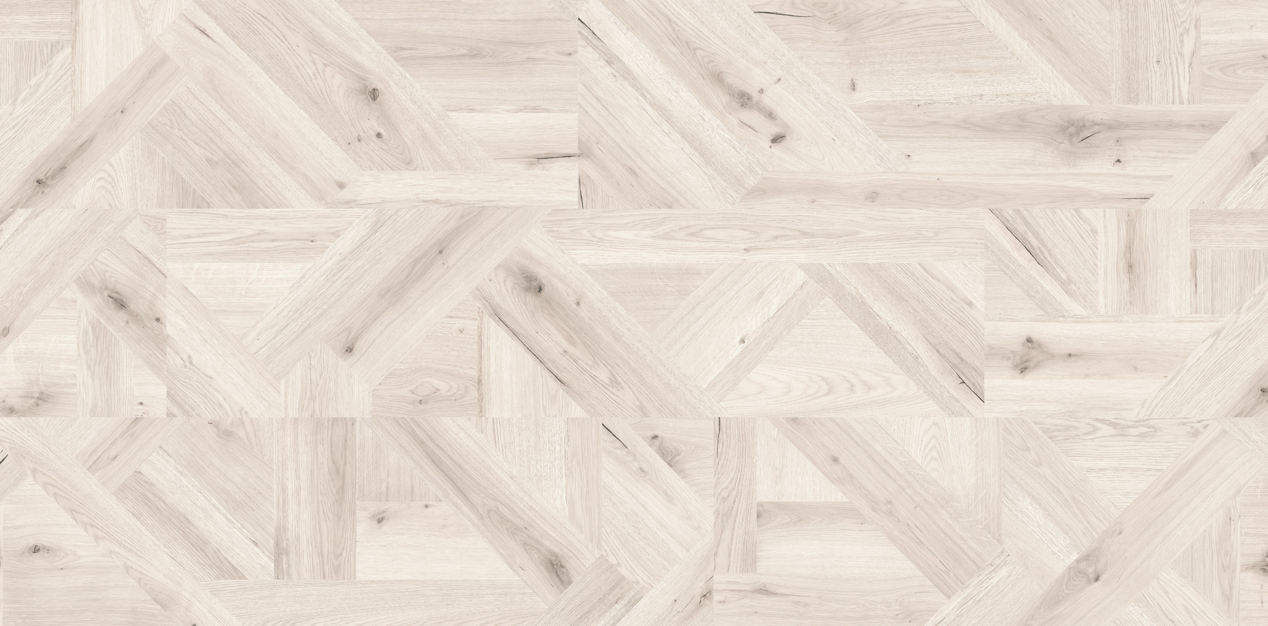Laminatboden Eiche MILANO TIMIDO mit heller Holzmaserung und geometrischem Muster, geeignet als Bodenbelag und für Wandabschluss.