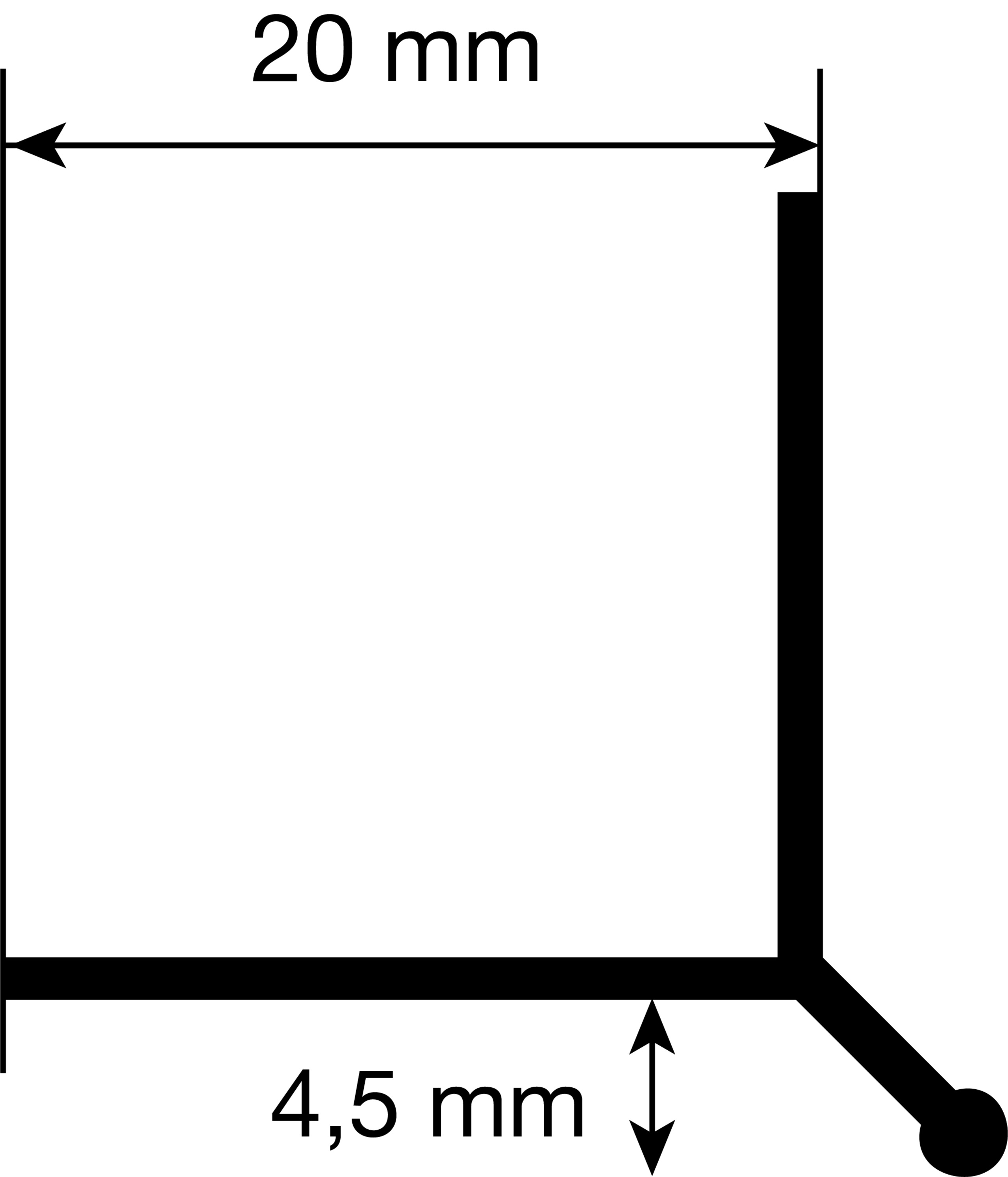 20 mm, 4,5 mm, Diagramm, technische Zeichnung, Winkelverbinder