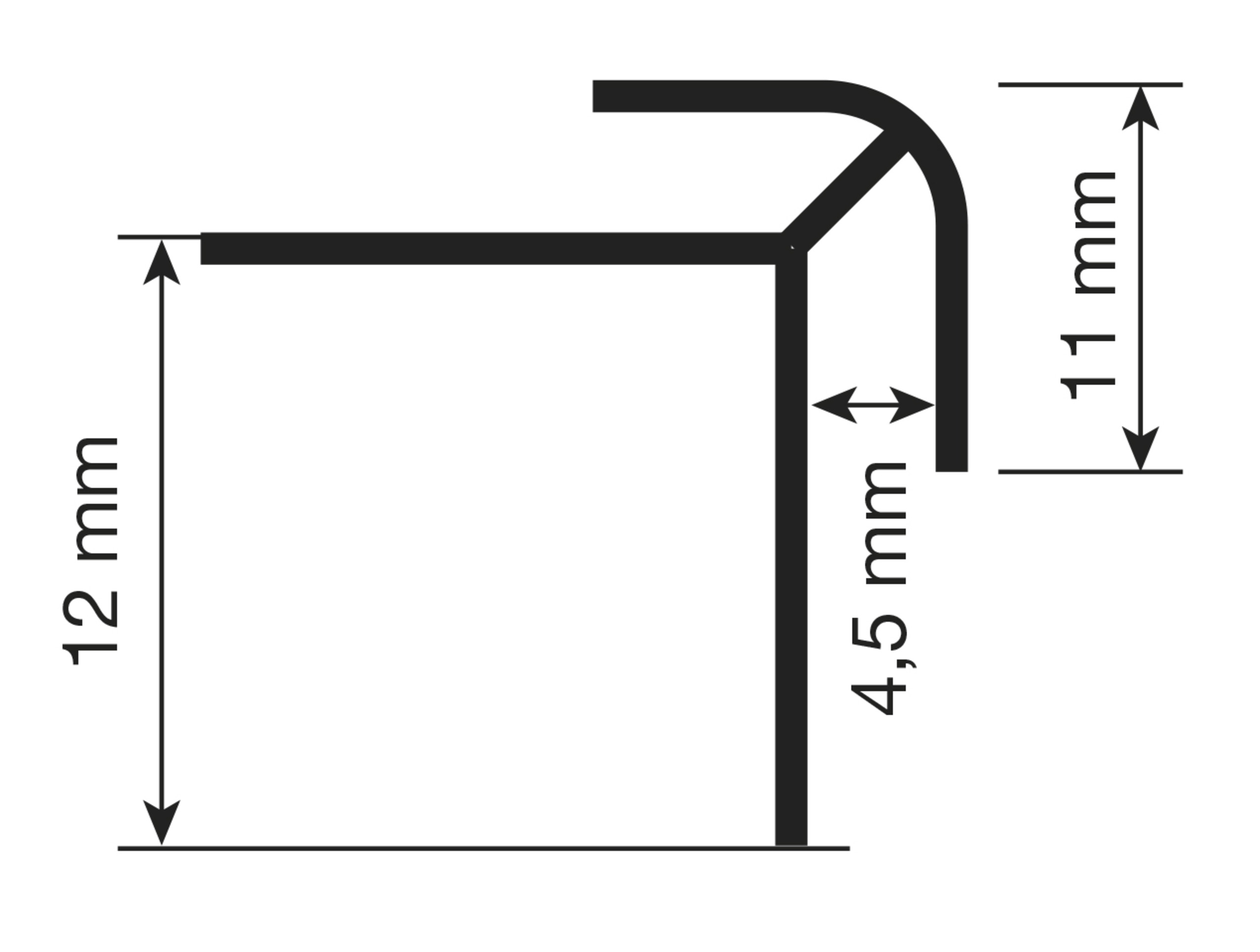 Ladder shelf, Winkelhalter, Unterstützung, Wandmontage, Messdiagramm