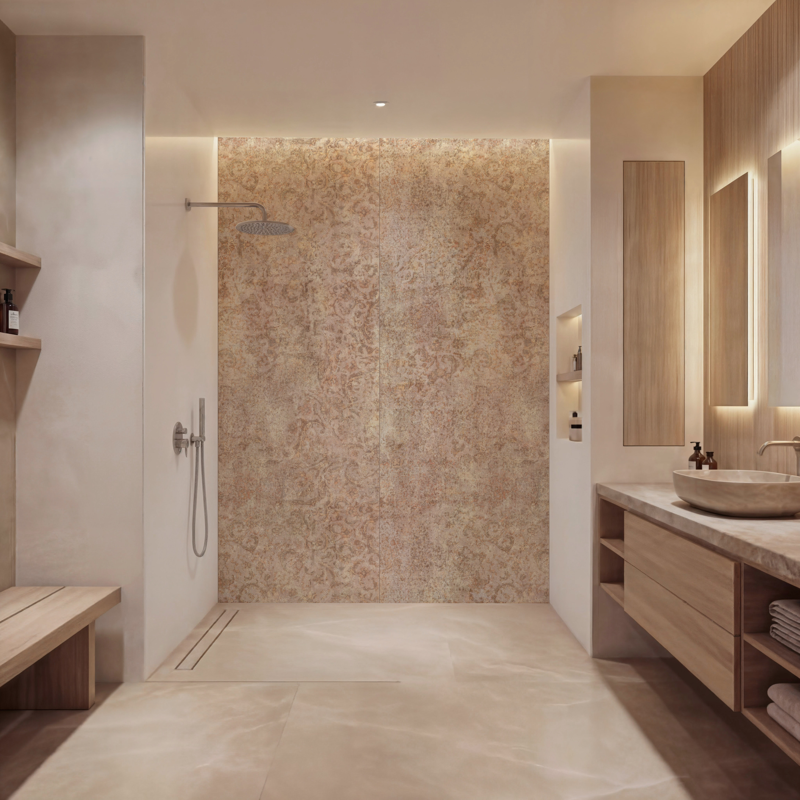 Duschbereich, Bad, Holzoptik, Shower, Dusche