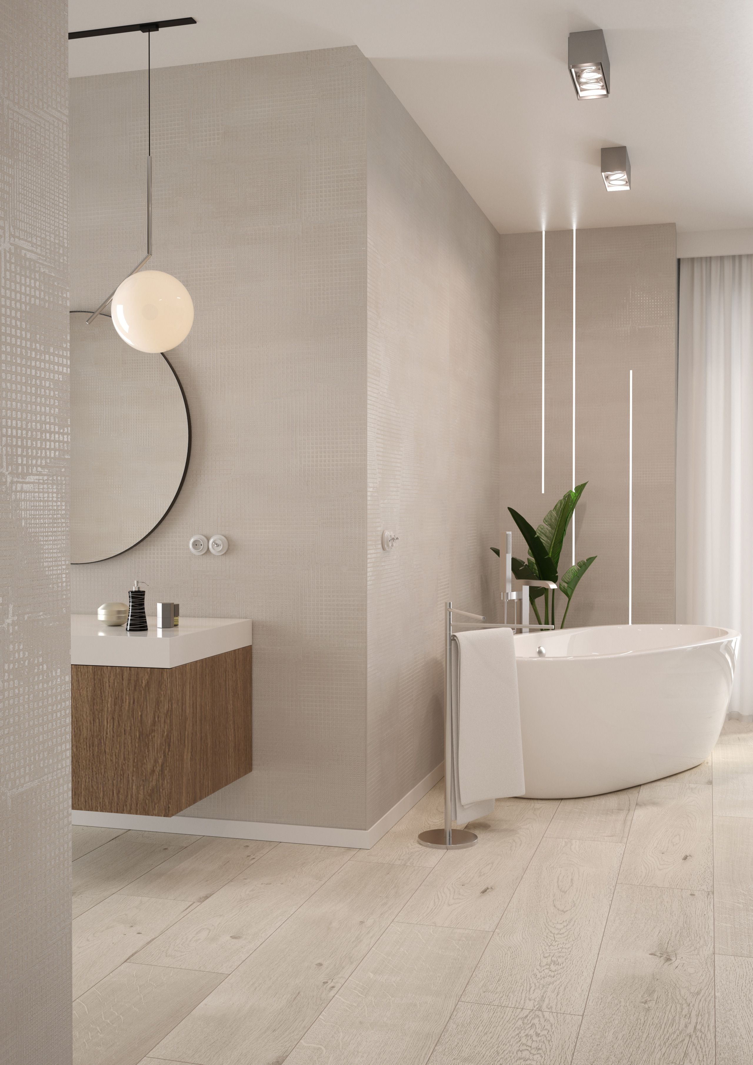 Badewanne, Badezimmer, Freistehende Badewanne, Waschtisch, Ovaler Spiegel