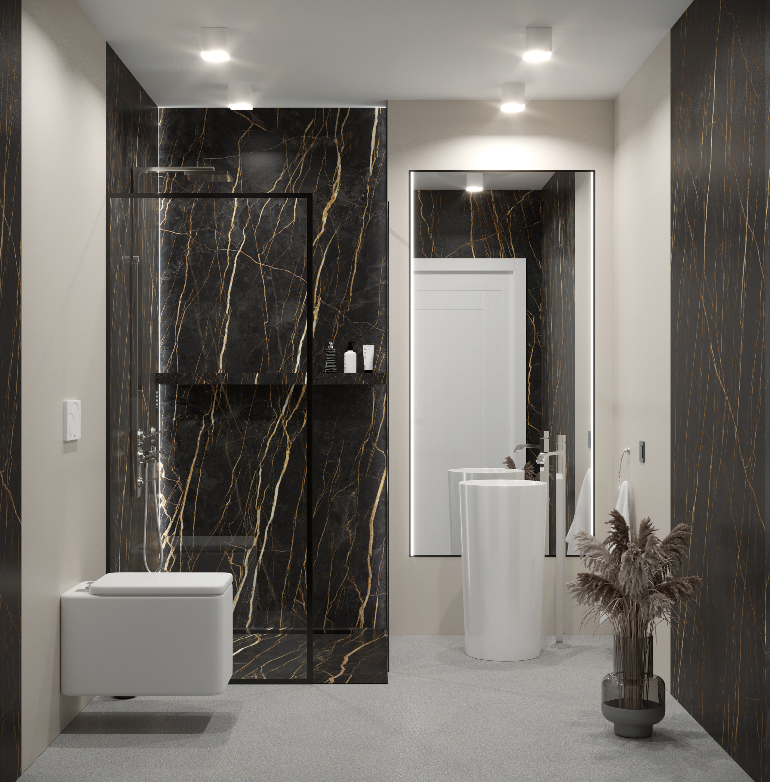 Toilet, Shower, Badezimmer, Marmor, Waschbecken
